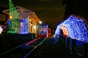 黒野駅レールパーク、イルミネーション、12月冬、岐阜県揖斐郡の観光・撮影スポットの画像と写真