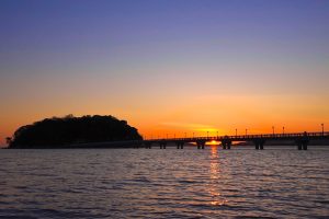 竹島、夕日、1月冬、愛知県蒲郡市の観光・撮影スポットの画像と写真