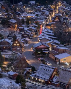 白川郷合掌造り集落、雪景色、2月冬、岐阜県大野郡の観光・撮影スポットの画像と写真