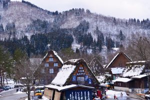 白川郷合掌造り集落、雪景色、2月冬、岐阜県大野郡の観光・撮影スポットの画像と写真