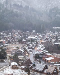 白川郷合掌造り集落、雪景色、2月冬、岐阜県大野郡の観光・撮影スポットの画像と写真