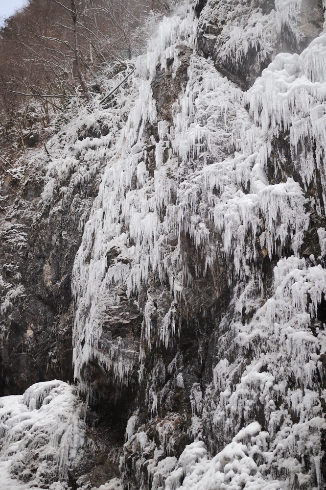 飛騨大鍾乳洞、氷の渓谷、2月の冬、岐阜県高山市の観光・撮影スポットの画像と写真