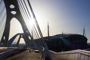 豊田大橋、朝日、豊田スタジアム、愛知県豊田市の観光・撮影スポットの写真や画像