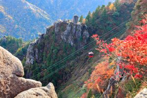御在所ロープウェイ、紅葉、11月秋、三重県三重郡の観光・撮影スポットの名所