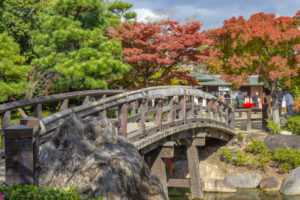 白鳥庭園、紅葉、11月、秋、名古屋市熱田区の観光・撮影スポットの画像と写真
