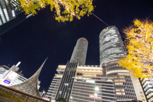 名古屋駅ビル群、イルミネーション、夜景、名古屋市中村区の観光・撮影スポットの名所