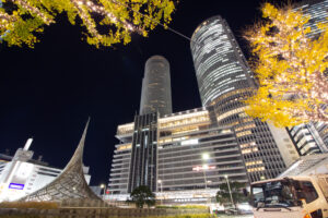 名古屋駅ビル群、イルミネーション、夜景、名古屋市中村区の観光・撮影スポットの名所
