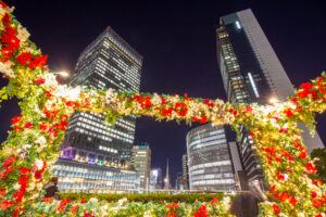 名古屋駅ビル群、イルミネーション、夜景、名古屋市中村区の観光・撮影スポットの名所