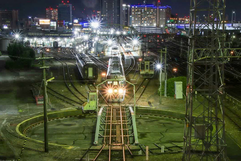 向野跨線橋、電車、夜景、名古屋市中村区の観光・撮影スポットの名所