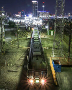 黄金跨線橋、電車、夜景、名古屋市中村区の観光・撮影スポットの名所