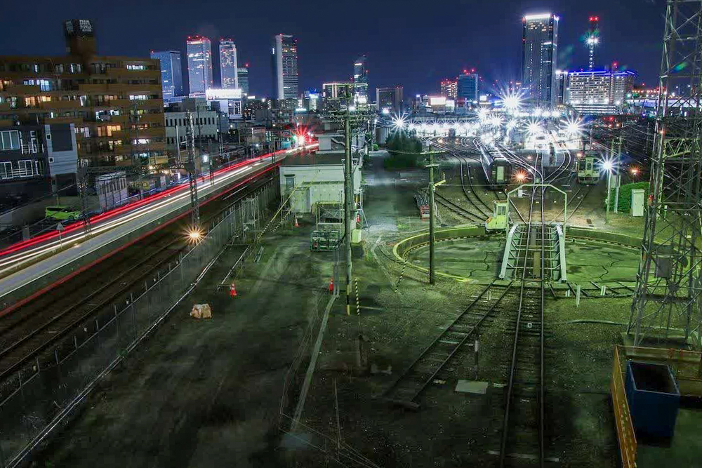 黄金跨線橋、電車、夜景、名古屋市中村区の観光・撮影スポットの名所