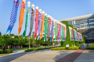 ノリタケの森、鯉のぼり、5月の夏、名古屋市西区の観光・撮影スポットの名所