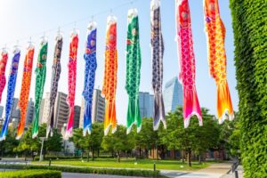ノリタケの森、鯉のぼり、5月の夏、名古屋市西区の観光・撮影スポットの名所