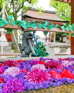津島神社、花手水舎、5月夏、愛知県津島市の観光・撮影スポットの名所