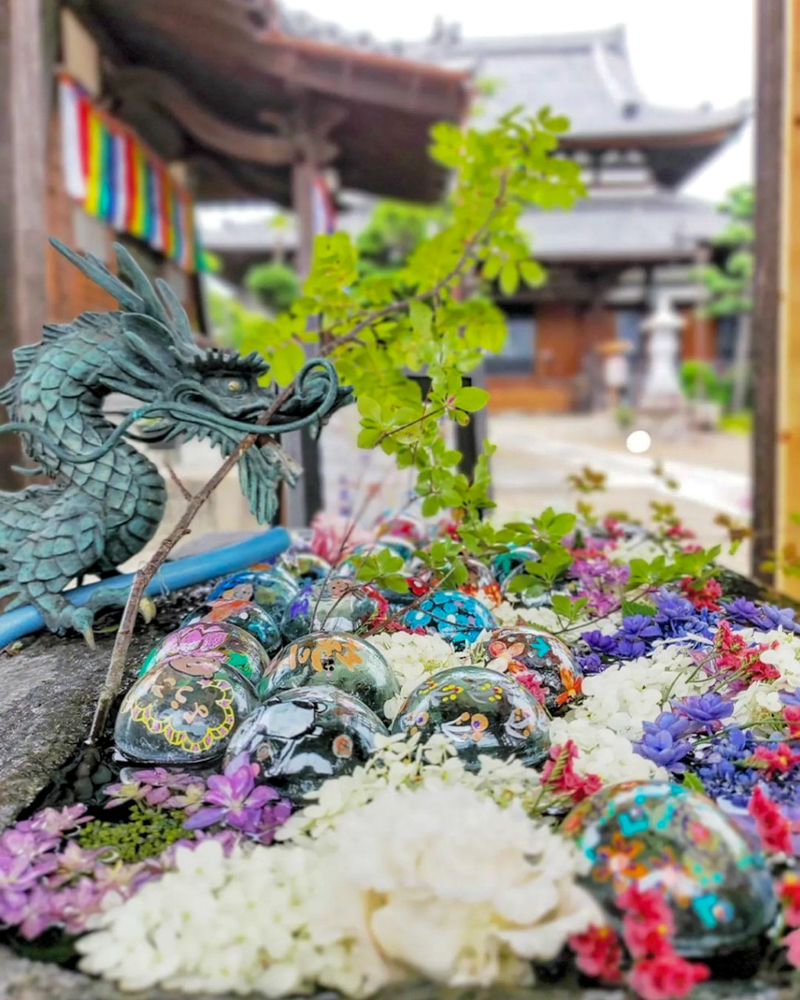 長遠寺、花手水、６月夏、愛知県岩倉市の観光・撮影スポットの名所