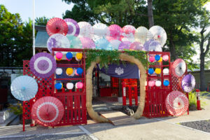 別小江神社、和傘、6月夏の花、名古屋市北区の観光・撮影スポットの画像と写真