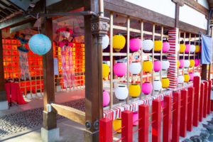 別小江神社、提灯、6月夏の花、名古屋市北区の観光・撮影スポットの画像と写真