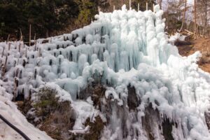 豊田市稲武　氷瀑　大井平公園　湧水広場　2月　愛知県豊田市の観光・撮影スポットの画像と写真