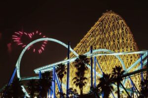 長島温泉・花火大競演、ナガシマスパーランド、夏、8月、三重県桑名市の観光・撮影スポットの名所