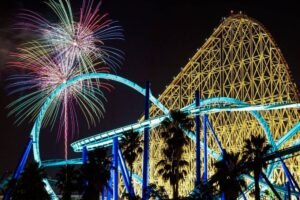 長島温泉・花火大競演、ナガシマスパーランド、夏、8月、三重県桑名市の観光・撮影スポットの名所