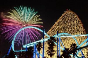 長島温泉・花火大競演、ナガシマスパーランド、夏、8月、三重県桑名市の観光・撮影スポットの名所