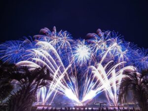 名港水上芸術花火、名古屋港ガーデンふ頭、8月夏、名古屋市港区の観光・撮影スポットの画像と写真