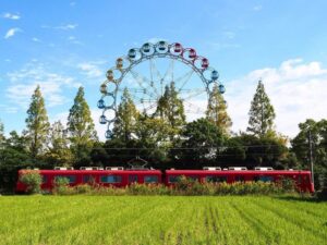 堀内公園、観覧車、田んぼ、リフレクション、10月秋、愛知県安城市の観光・撮影スポットの名所
