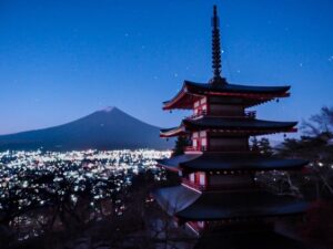 新倉山浅間公園、富士山、紅葉、11月秋、山梨県富士吉田市の観光・撮影スポットの名所