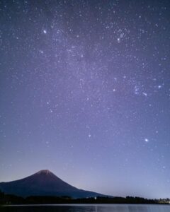 田貫湖畔広場、星空、富士山、1月冬、静岡県富士宮市の観光・撮影スポットの名所