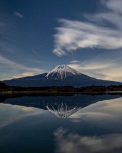 休暇村富士前 展望デッキ、星空、富士山、1月冬、静岡県富士宮市の観光・撮影スポットの名所