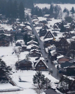 白川郷合掌造り集落、雪景色、2月冬、岐阜県大野郡の観光・撮影スポットの画像と写真