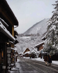 白川郷合掌造り集落、雪景色、2月冬、岐阜県大野郡の観光・撮影スポットの画像と写真