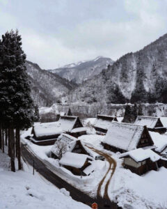 白川郷合掌造り集落、雪景色、2月冬、岐阜県大野郡の観光・撮影スポットの画像と写真