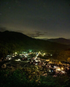 白川郷合掌造り集落、夜景、星空、夏景色、6月夏、岐阜県大野郡の観光・撮影スポットの画像と写真