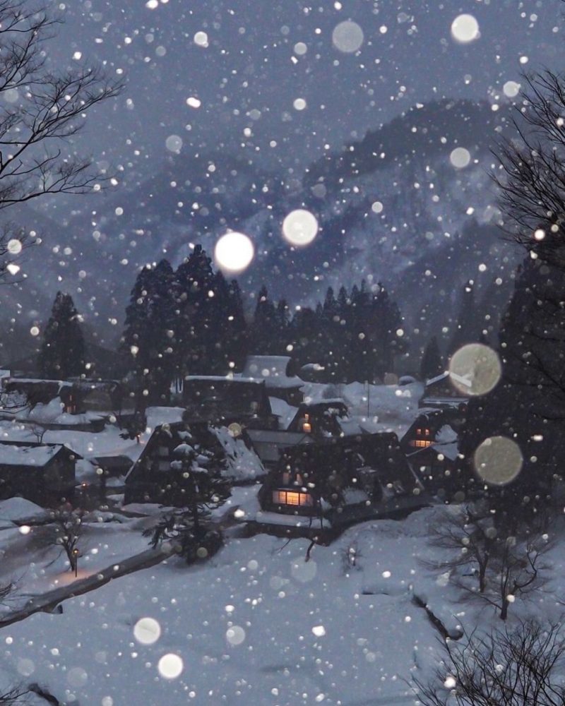 越中五箇山 相倉合掌造り集落、雪景色、2月冬、富山県南砺市の観光・撮影スポットの名所