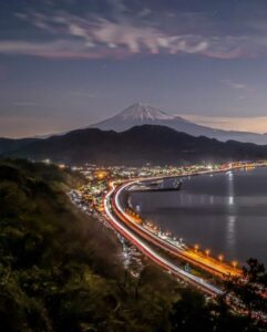 薩埵峠 、富士山、夜景、駿河湾、1月冬、静岡県静岡市の観光・撮影スポットの名所