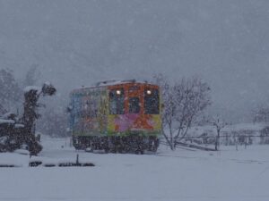 谷汲口駅、樽見鉄道、冬景色。2月冬、岐阜県揖斐郡の観光・撮影スポットの画像と写真