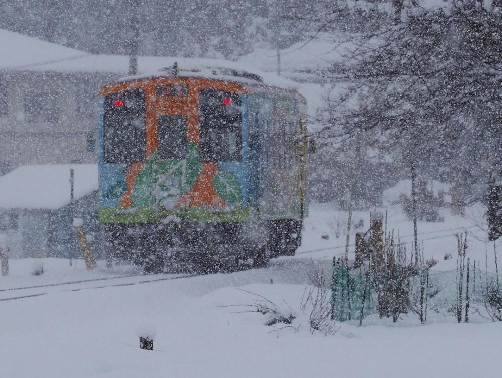 谷汲口駅、樽見鉄道、冬景色。2月冬、岐阜県揖斐郡の観光・撮影スポットの画像と写真