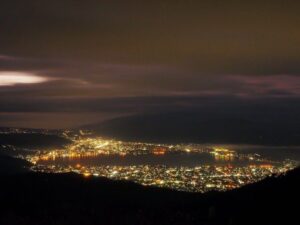 高ボッチ高原 、夜景、11月秋、長野県岡谷市の観光・撮影スポットの名所