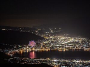 高ボッチ高原 、花火。夜景、11月秋、長野県岡谷市の観光・撮影スポットの名所