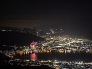 高ボッチ高原 、花火。夜景、11月秋、長野県岡谷市の観光・撮影スポットの名所
