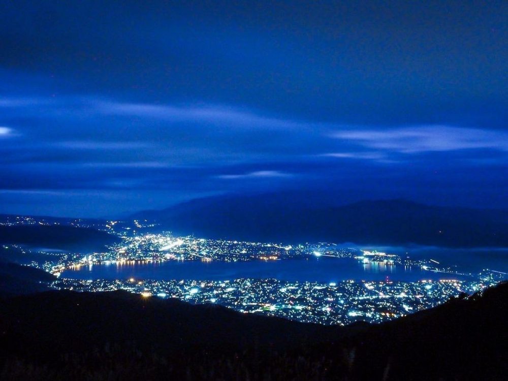 高ボッチ高原 、夜景、11月秋、長野県岡谷市の観光・撮影スポットの名所