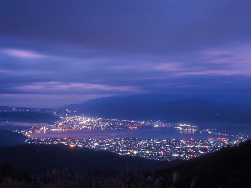 高ボッチ高原 、夜景、11月秋、長野県岡谷市の観光・撮影スポットの名所