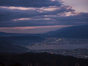 高ボッチ高原 、夜景、11月秋、長野県岡谷市の観光・撮影スポットの名所