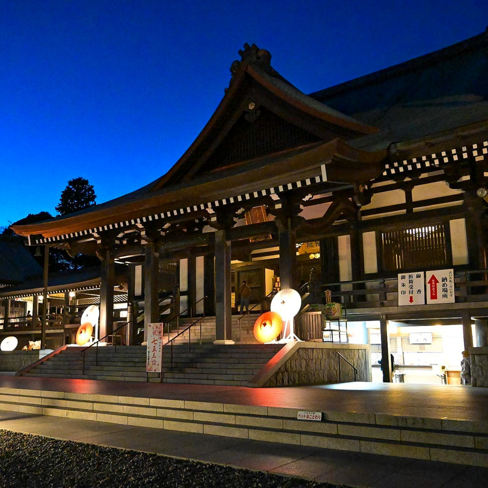 法多山尊永寺、和傘ライトアップ、11月秋、静岡県袋井市の観光・撮影スポットの名所