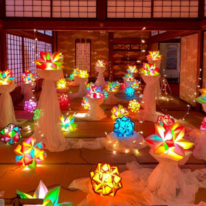 八幡山城跡、村雲御所瑞雲寺門跡あかり展、夏、2021年6月、滋賀県近江八幡市の観光・撮影スポットの名所