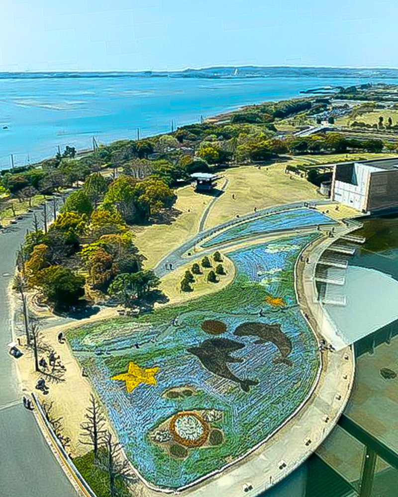 浜名湖ガーデンパーク、ネモフィラ、展望塔、4月春の花、静岡県浜松市の観光・撮影スポットの名所