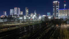 向野橋、夜景撮影、標準ズームレンズ撮影、名古屋駅ビル群、夜景、名古屋市中村区の観光・撮影スポットの写真や画像