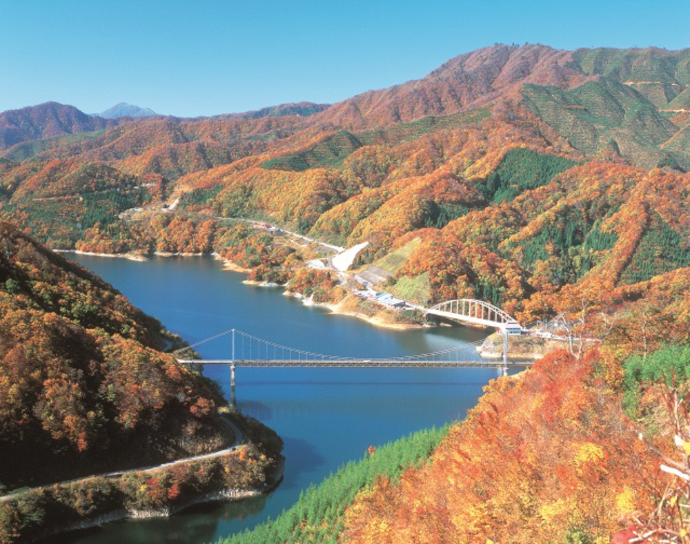 九頭竜湖、紅葉、１１月秋、福井県福井市の観光・撮影スポット