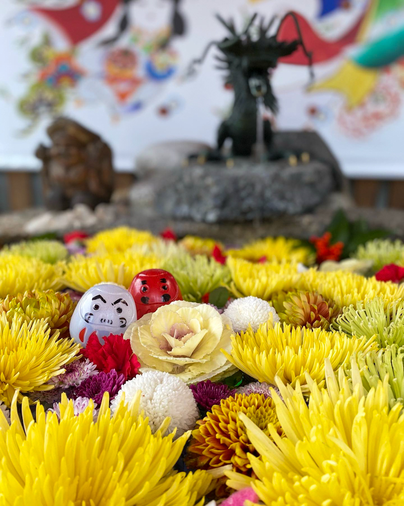 別小江神社、花手水舎、1月冬、名古屋市北区の観光・撮影スポットの画像と写真